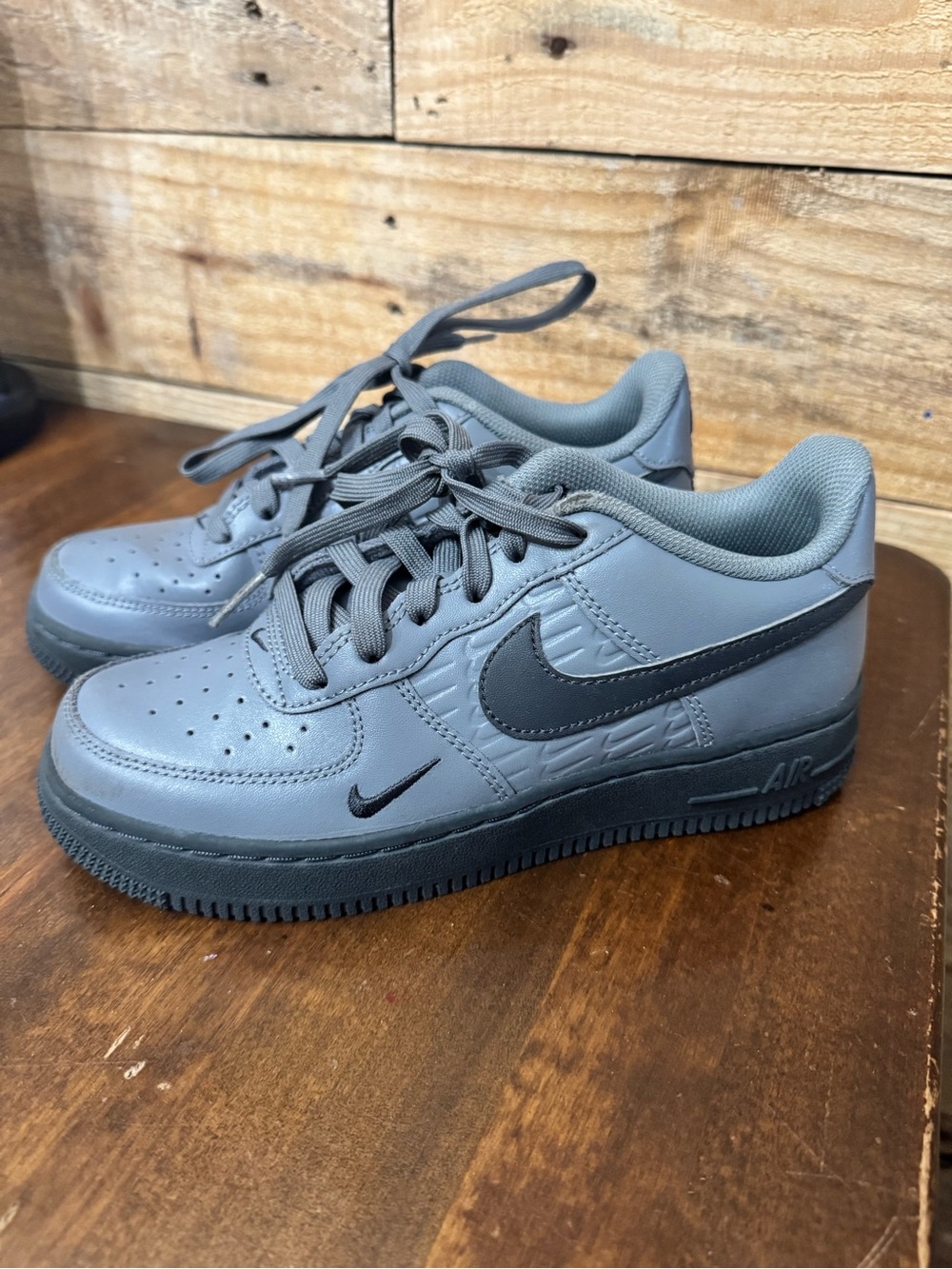 Nike Grey/Blk Air Force 1s size4Y